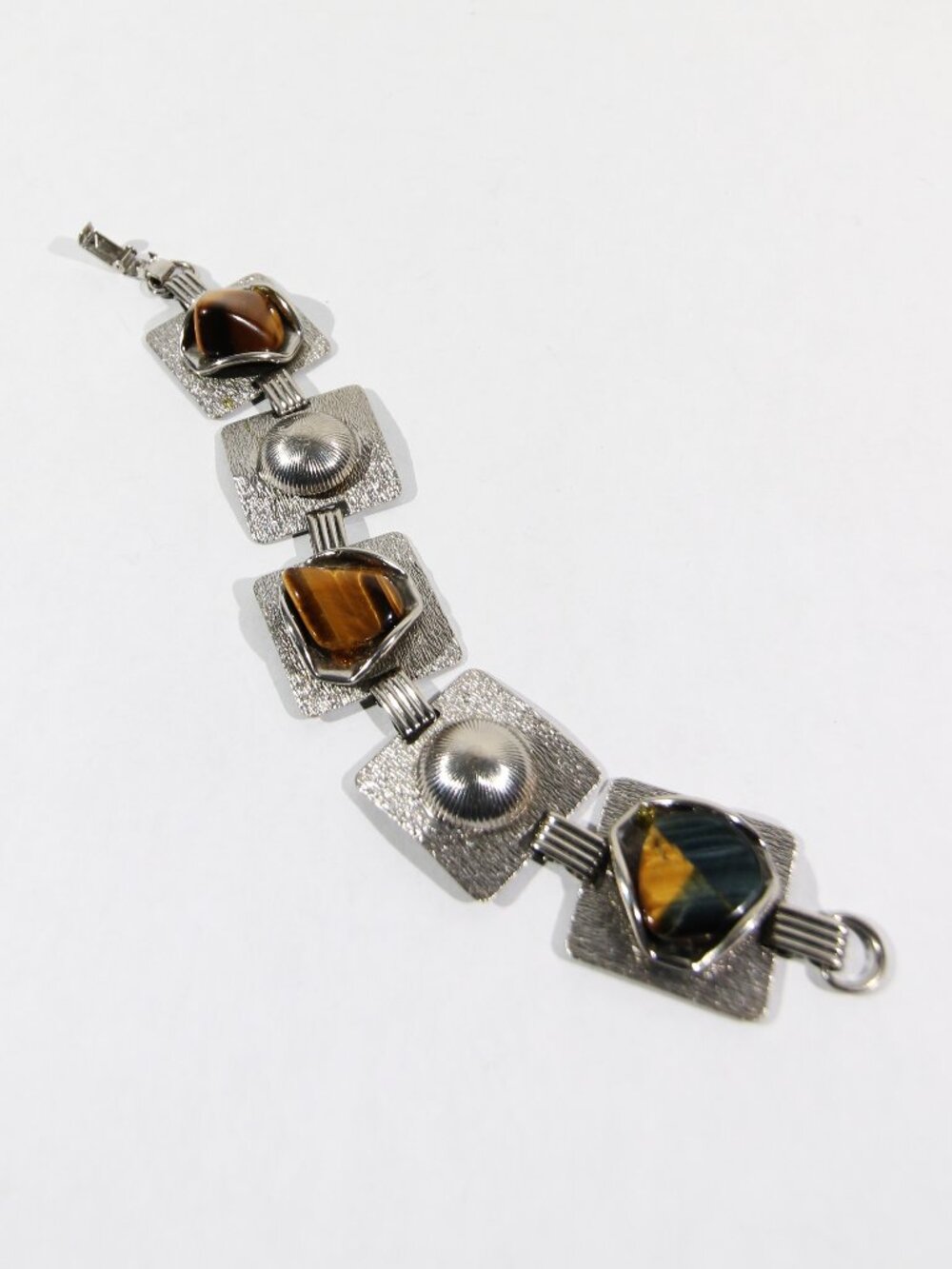 Vintage Silver Tone Tiger Eye Bracelet
